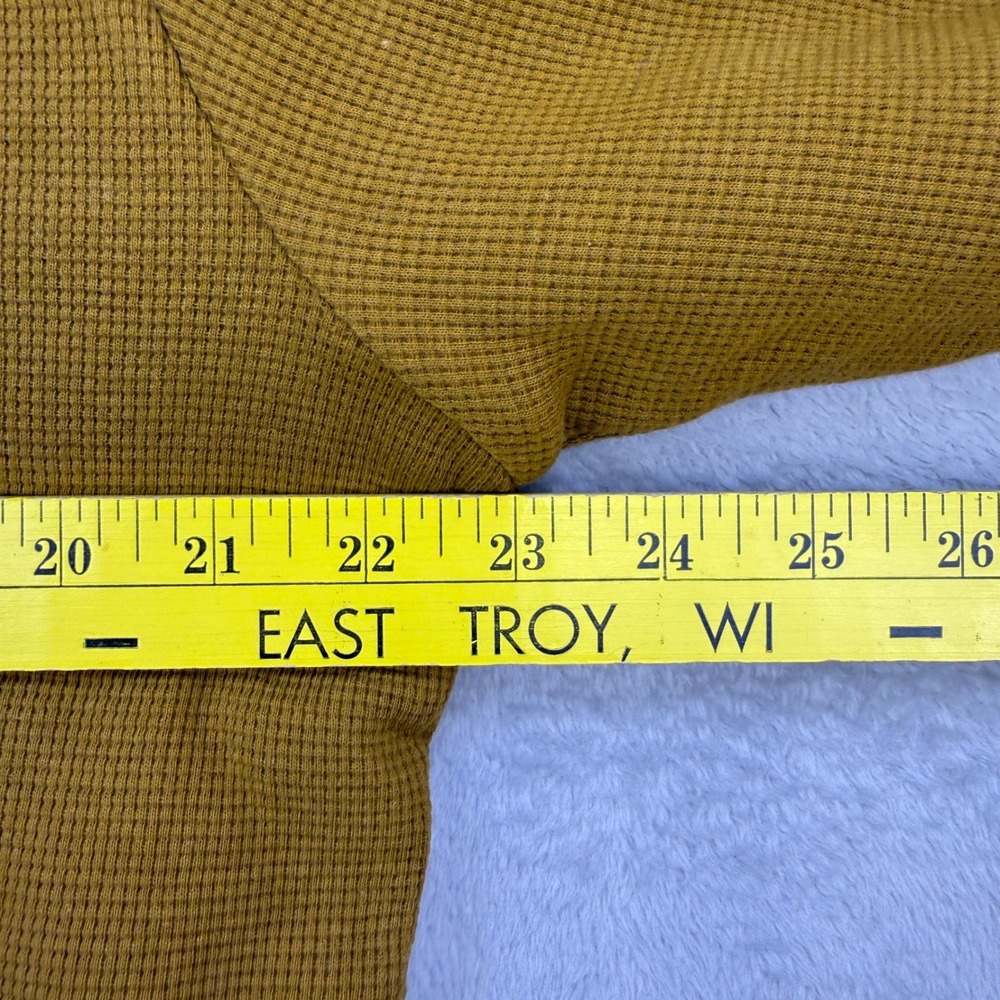 Kangol Hoodie Mens Small Mustard Yellow Sherpa Lined Waffle Knit Henley Pullover - Picture 6 of 9